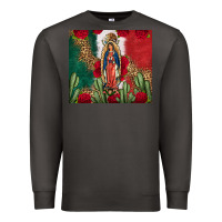 Smoke Our Lady Of Guadalupe Mexican Flag Roses Cactus Premium Sweatshirt - FaDigitalArtStudio