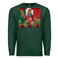 Sports Green Our Lady Of Guadalupe Mexican Flag Roses Cactus Premium Sweatshirt - FaDigitalArtStudio