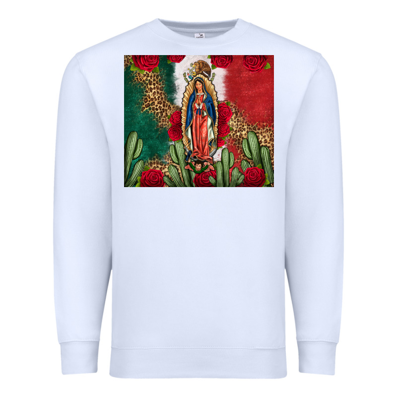 Our Lady Of Guadalupe Mexican Flag Roses Cactus Premium Sweatshirt by FaDigitalArtStudio | Teevron