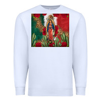 White Our Lady Of Guadalupe Mexican Flag Roses Cactus Premium Sweatshirt - FaDigitalArtStudio