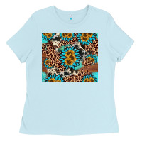 Baby Blue gemstone sunflower Ladies Tee - AdoDesignShop