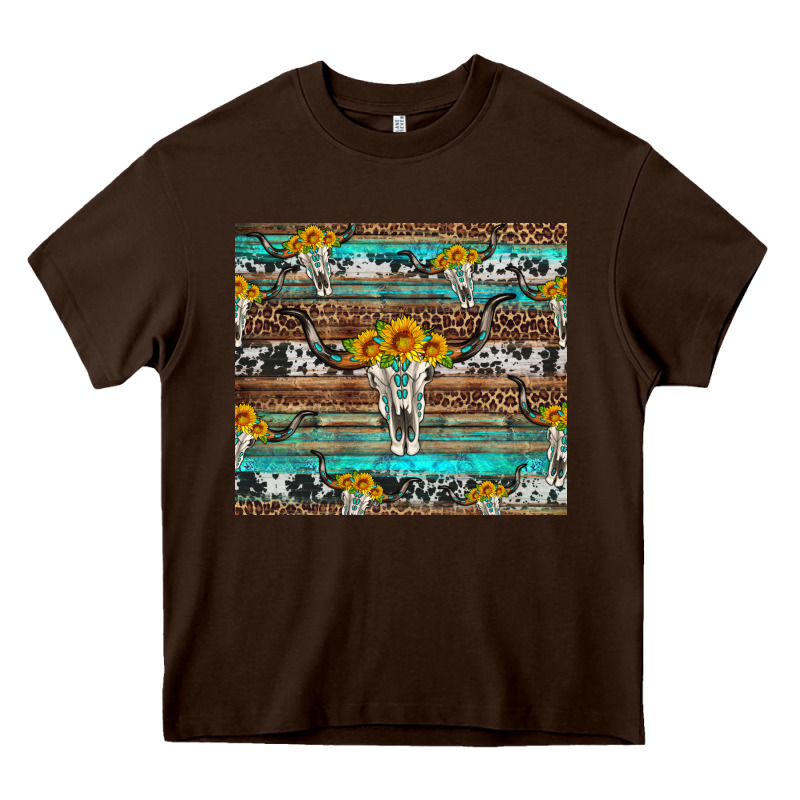 Longhorn Bull Skull Cowhide Leopard Turquoise Heavy Core Tee by Artiststas | Teevron