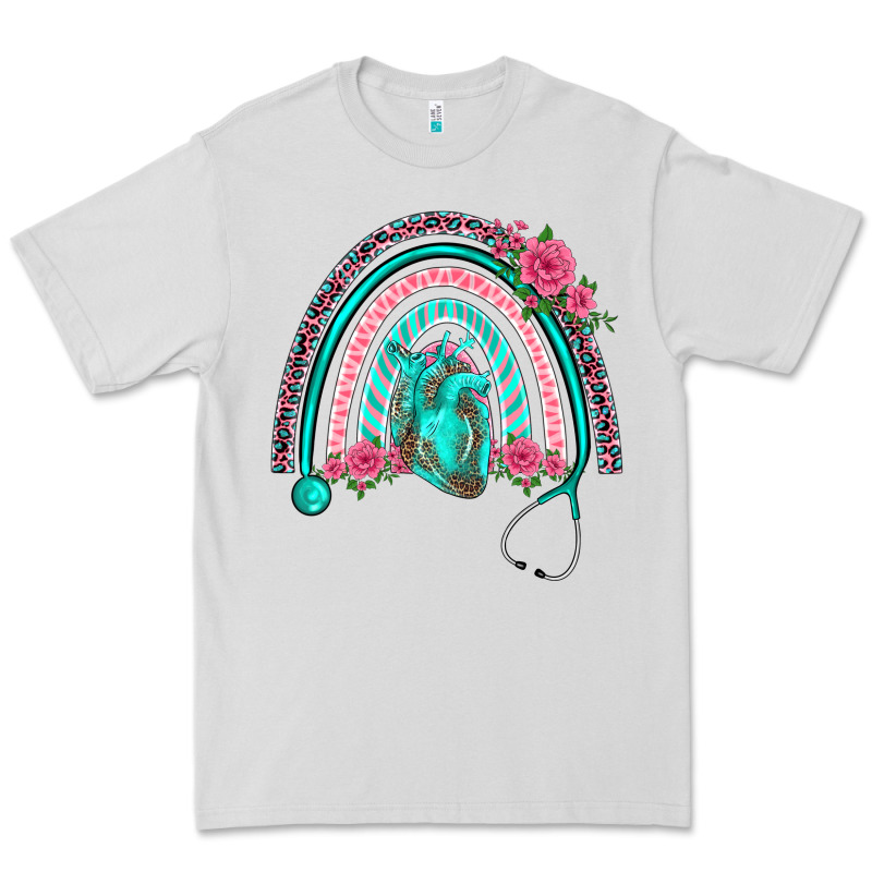 Nurse Life Spring Stethoscope Heart Rainbow Premium Tee by BarkalooDesign | Teevron