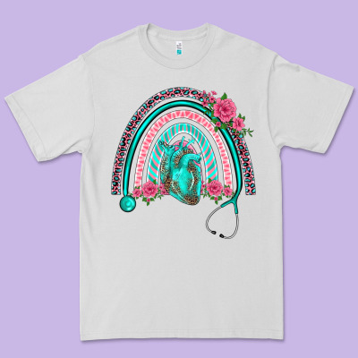 Nurse Life Spring Stethoscope Heart Rainbow Premium Tee Designed By Barkaloodesign