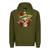 Army Green Di de los muertos with roses Mexico Premium Hoodie - HowdyJamesFarm