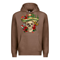 Chestnut Di de los muertos with roses Mexico Premium Hoodie - HowdyJamesFarm