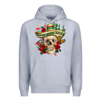 Heather Grey Di de los muertos with roses Mexico Premium Hoodie - HowdyJamesFarm