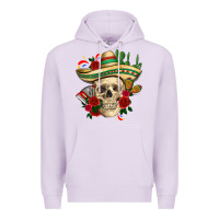 Lilac Di de los muertos with roses Mexico Premium Hoodie - HowdyJamesFarm