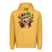 Mustard Di de los muertos with roses Mexico Premium Hoodie - HowdyJamesFarm