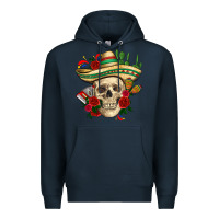 Navy Di de los muertos with roses Mexico Premium Hoodie - HowdyJamesFarm