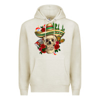 Oatmeal Heather Di de los muertos with roses Mexico Premium Hoodie - HowdyJamesFarm