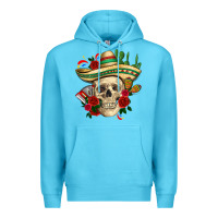 Ocean Blue Di de los muertos with roses Mexico Premium Hoodie - HowdyJamesFarm