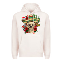 Pale Pink Di de los muertos with roses Mexico Premium Hoodie - HowdyJamesFarm