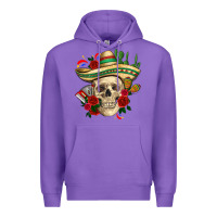 Purple Di de los muertos with roses Mexico Premium Hoodie - HowdyJamesFarm