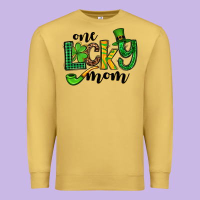 One Lucky Mom St. Patrick's Premium Sweatshirt Designed By Oliviacreatesart