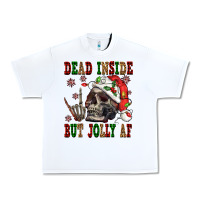 White Dead inside but jolly af Urban Heavy Tee - NancyCooperArtShop