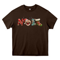Chocolate Brown noel with sock and reindeer Heavy Core Tee - AdoDesignShop