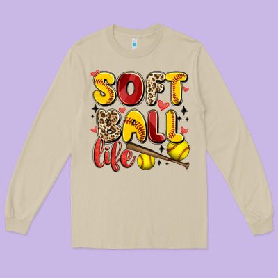 Softball Life Long Sleeve Tee Designed By Artiststas