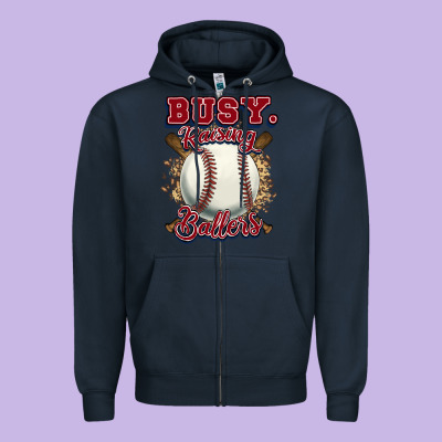 Busy Raising Ballers Zipper Hoodie Designed By Howdyjamesfarm