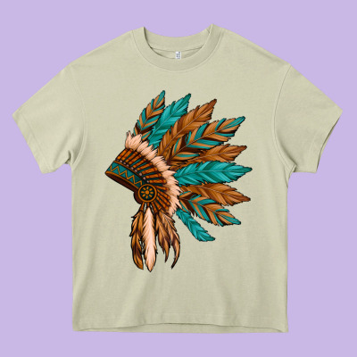 Native American Indian Headdress Heavy Core Tee Designed By Artiststas