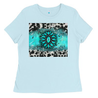 Baby Blue gemstone cowhide Ladies Tee - AdoDesignShop