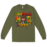 Army Green black her story Long Sleeve Tee - Artiststas