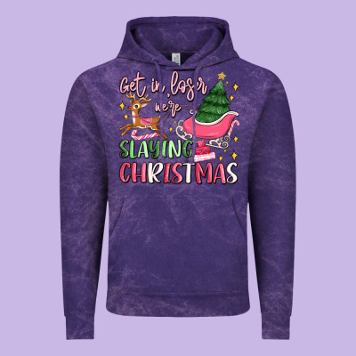 Get In Loser We're Slaying Christmas Vintage Hoodie Designed By Maliassmallbusiness
