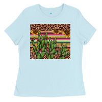 Baby Blue cactus serape Ladies Tee - AdoDesignShop