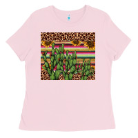 Bubblegum Pink cactus serape Ladies Tee - AdoDesignShop