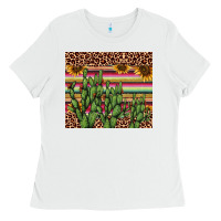 White cactus serape Ladies Tee - AdoDesignShop