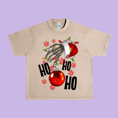 Ho Ho Ho Skeleton Urban Heavy Tee Designed By Nancycooperartshop