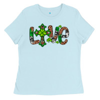 Baby Blue Western St. Patrick's Day Love Cross Ladies Tee - Artiststas