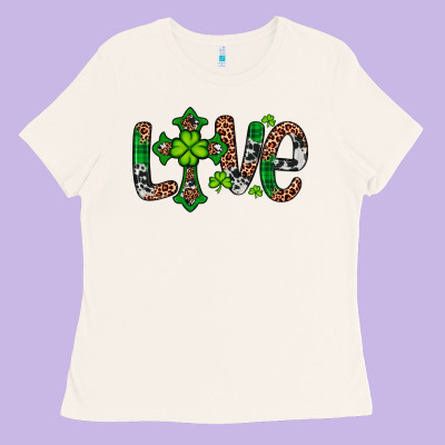 Western St. Patrick's Day Love Cross Ladies Tee Designed By Artiststas