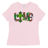 Bubblegum Pink Western St. Patrick's Day Love Cross Ladies Tee - Artiststas