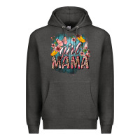 Charcoal Heather Girl mama butterfly mother's day Premium Hoodie - HowdyJamesFarm