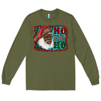 Army Green african american santa ho ho ho Long Sleeve Tee - RanaPortraitStore