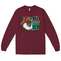Burgundy african american santa ho ho ho Long Sleeve Tee - RanaPortraitStore