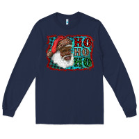 Navy african american santa ho ho ho Long Sleeve Tee - RanaPortraitStore