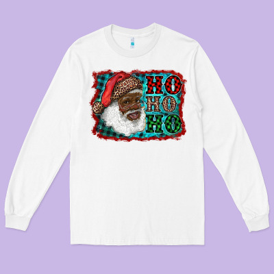 African American Santa Ho Ho Ho Long Sleeve Tee Designed By Ranaportraitstore