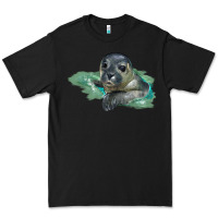 Black Sea Seal Face Illustrations Premium Tee - LillyAllenDesigns