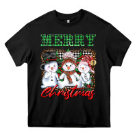 Black merry christmas snowman Heavy Core Tee - AdoDesignShop