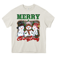 Cream merry christmas snowman Heavy Core Tee - AdoDesignShop