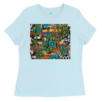 Baby Blue cactus gemstone Ladies Tee - AdoDesignShop