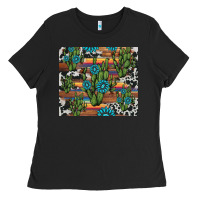 Black cactus gemstone Ladies Tee - AdoDesignShop