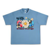 Pebble Blue With God All Things Are Possible Urban Heavy Tee - MaliasSmallBusiness