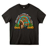 Asphalt indian headdress cactus and sunflowers rainbow Heavy Core Tee - Artiststas