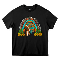 Black indian headdress cactus and sunflowers rainbow Heavy Core Tee - Artiststas