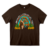 Chocolate Brown indian headdress cactus and sunflowers rainbow Heavy Core Tee - Artiststas