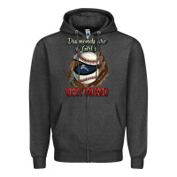 Charcoal Heather Diamonds are a girl's best friend Baseball Zipper Hoodie - HowdyJamesFarm