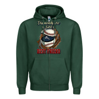 Sports Green Diamonds are a girl's best friend Baseball Zipper Hoodie - HowdyJamesFarm